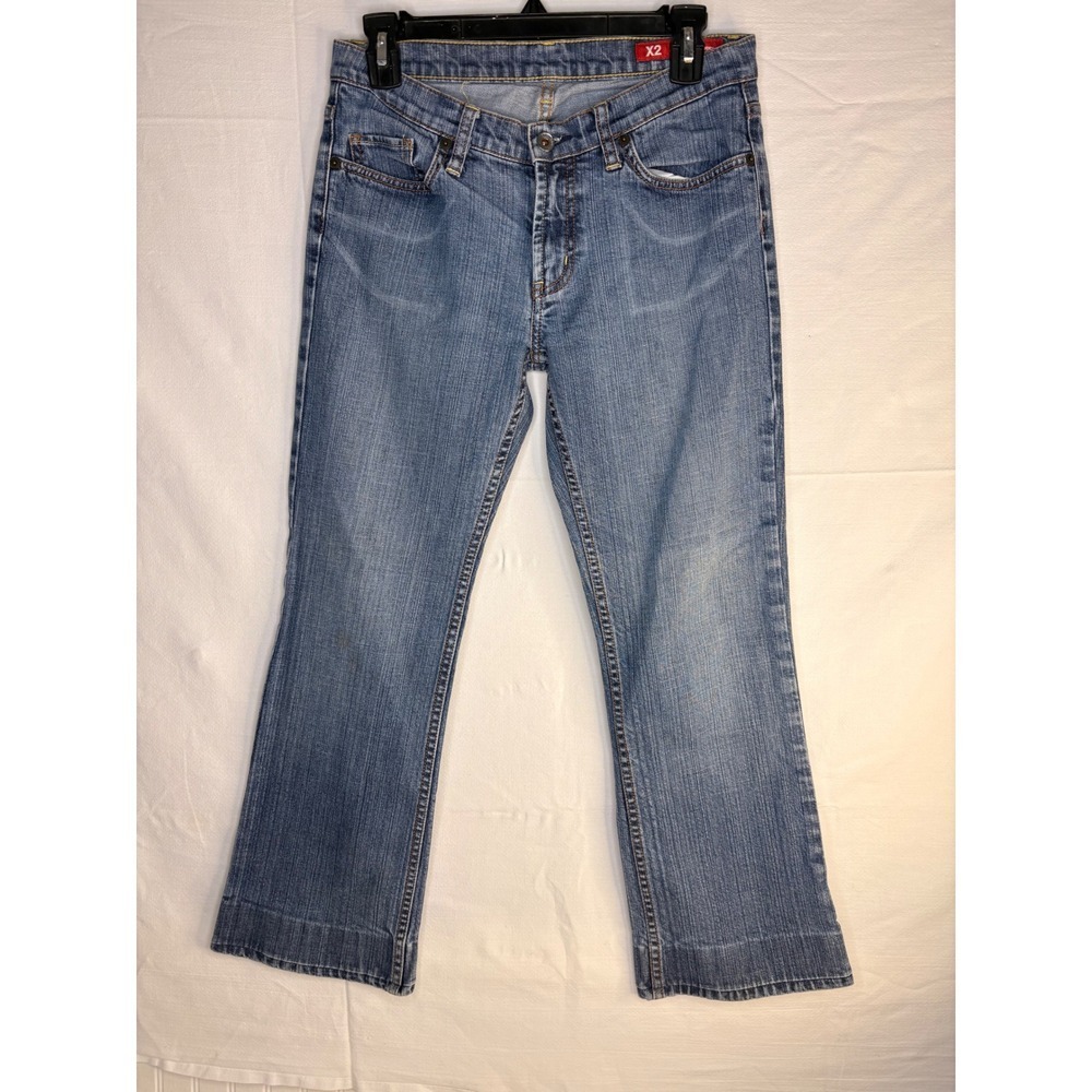 X2 Denim Laboratory Womens Boot Cut Jeans Blue Medium Wash Stretch Size 6 W31
